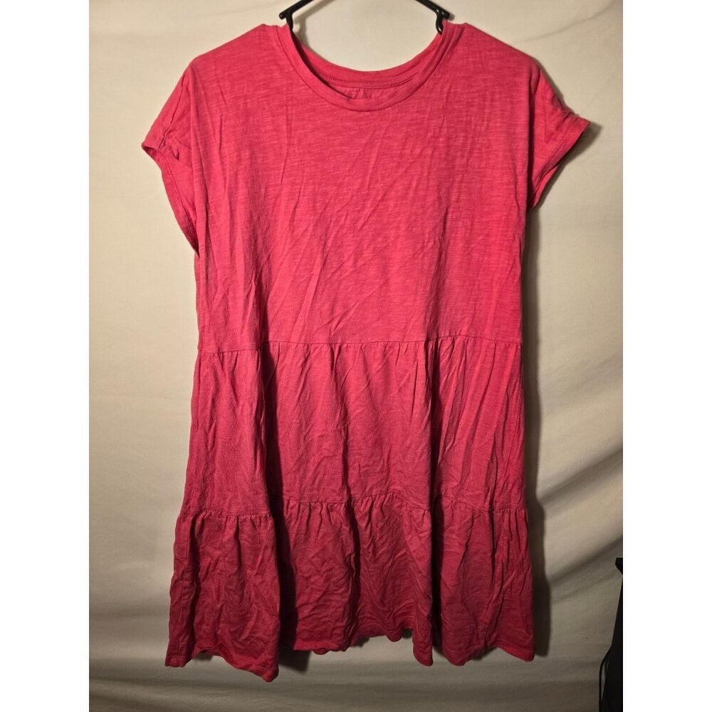 Gap Women’s Pink Short Boho Dress Ruffles Size Large Tall L Barbie Barbiecore - Picture 1 of 2